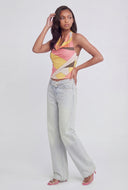Printed Tie-Neck Halter Top