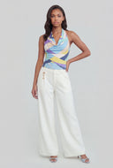 Printed Tie-Neck Halter Top