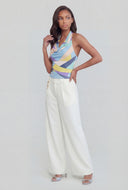 Printed Tie-Neck Halter Top