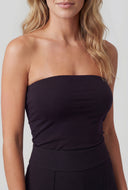 Split Hem Ruched Tube Top
