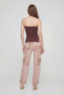 Split Hem Ruched Tube Top