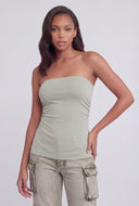 Split Hem Ruched Tube Top