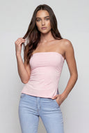 Split Hem Ruched Tube Top