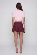 80 Color Block Bubble Hem Crop Top