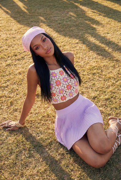 Tassel Tie Back Crochet Cropped Halter Top