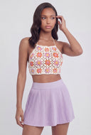 Tassel Tie Back Crochet Cropped Halter Top