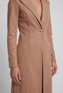 Faux Suede Single Button Coat