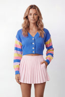 Ainsley Striped Sleeve Crop Knit Cardigan