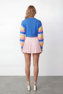 Ainsley Striped Sleeve Crop Knit Cardigan