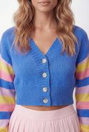 Ainsley Striped Sleeve Crop Knit Cardigan