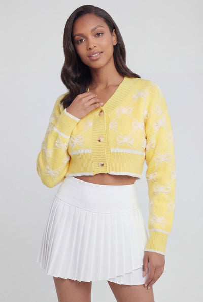 Boucle Bow Crop Cardigan