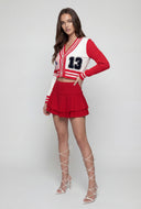Color Block Varsity Knit Crop Cardigan