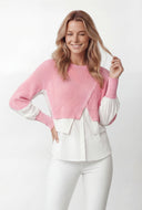 Avery Asymmetrical Rib Knit Layered Blouse