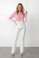 Avery Asymmetrical Rib Knit Layered Blouse