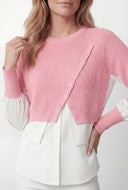 Avery Asymmetrical Rib Knit Layered Blouse