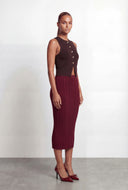 Wren Metallic Button Slit Front Knit Vest