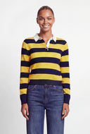 Striped Polo Collar Knit Top