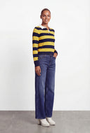 Striped Polo Collar Knit Top
