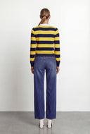 Striped Polo Collar Knit Top