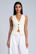 Textured Button Knit Vest