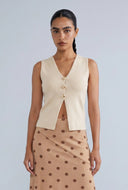 Textured Button Knit Vest