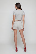 Metallic Button Front Crop Sweater