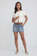 Metallic Button Front Crop Sweater