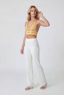 Katelyn Striped Crochet Crop Halter Top