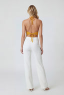 Katelyn Striped Crochet Crop Halter Top