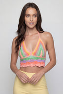 Striped Crochet Crop Halter Top