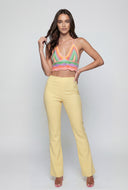 Striped Crochet Crop Halter Top