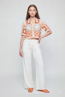 Color Block Crochet Button-Front Shirt