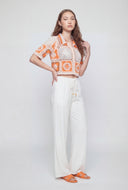 Color Block Crochet Button-Front Shirt