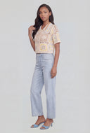 Color Block Crochet Button-Front Shirt
