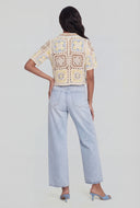 Color Block Crochet Button-Front Shirt