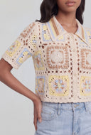Color Block Crochet Button-Front Shirt