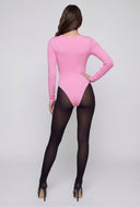 Square Neck Long Sleeve Thong Bodysuit