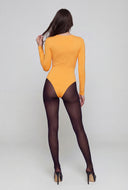 Square Neck Long Sleeve Thong Bodysuit