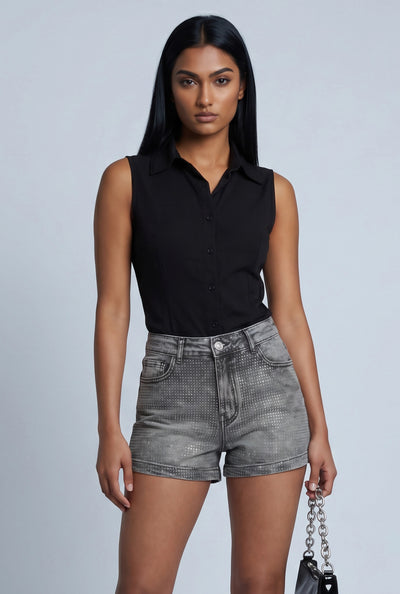 Poplin Button-Front Bodysuit