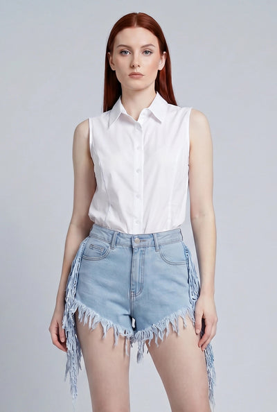 Poplin Button-Front Bodysuit