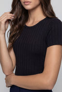 Angela Rib Knit Crew Neck Bodysuit