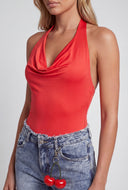 Adalee Cowl Neck Halter Bodysuit