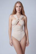 Metallic Detail Keyhole Bodysuit