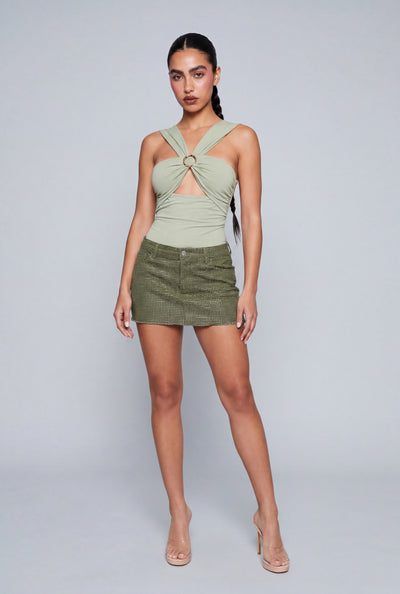 Metallic Detail Keyhole Bodysuit