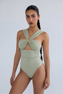 Metallic Detail Keyhole Bodysuit