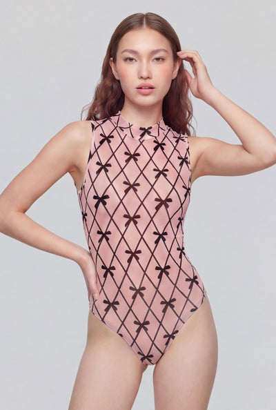 Adeline Velvet Bows Mesh Bodysuit