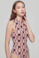 Adeline Velvet Bows Mesh Bodysuit