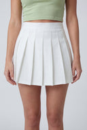Solid High Waisted Pleated Skort