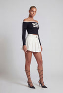 Belted Pleated Mini Skirt