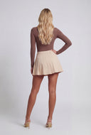 Belted Pleated Mini Skirt